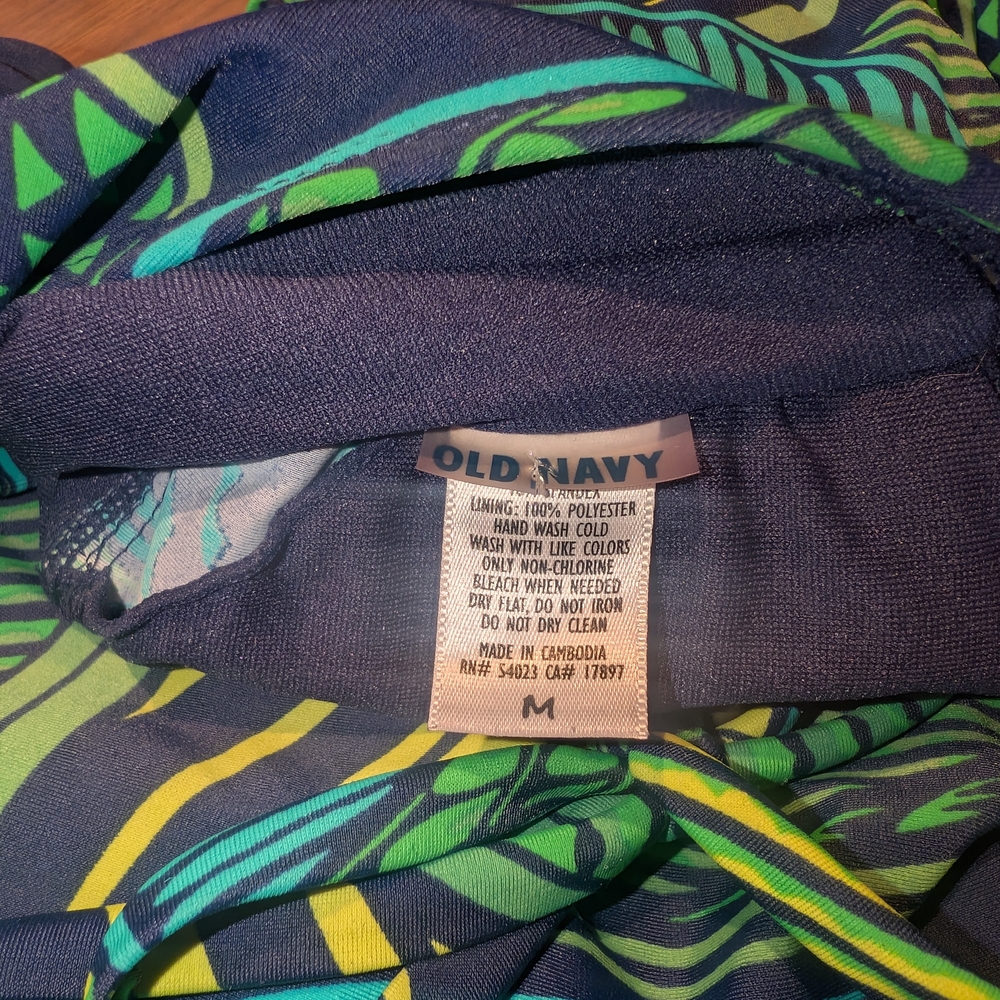 Old Navy Green and Blue Tropical Leaf One Piece - Picture 2 of 2